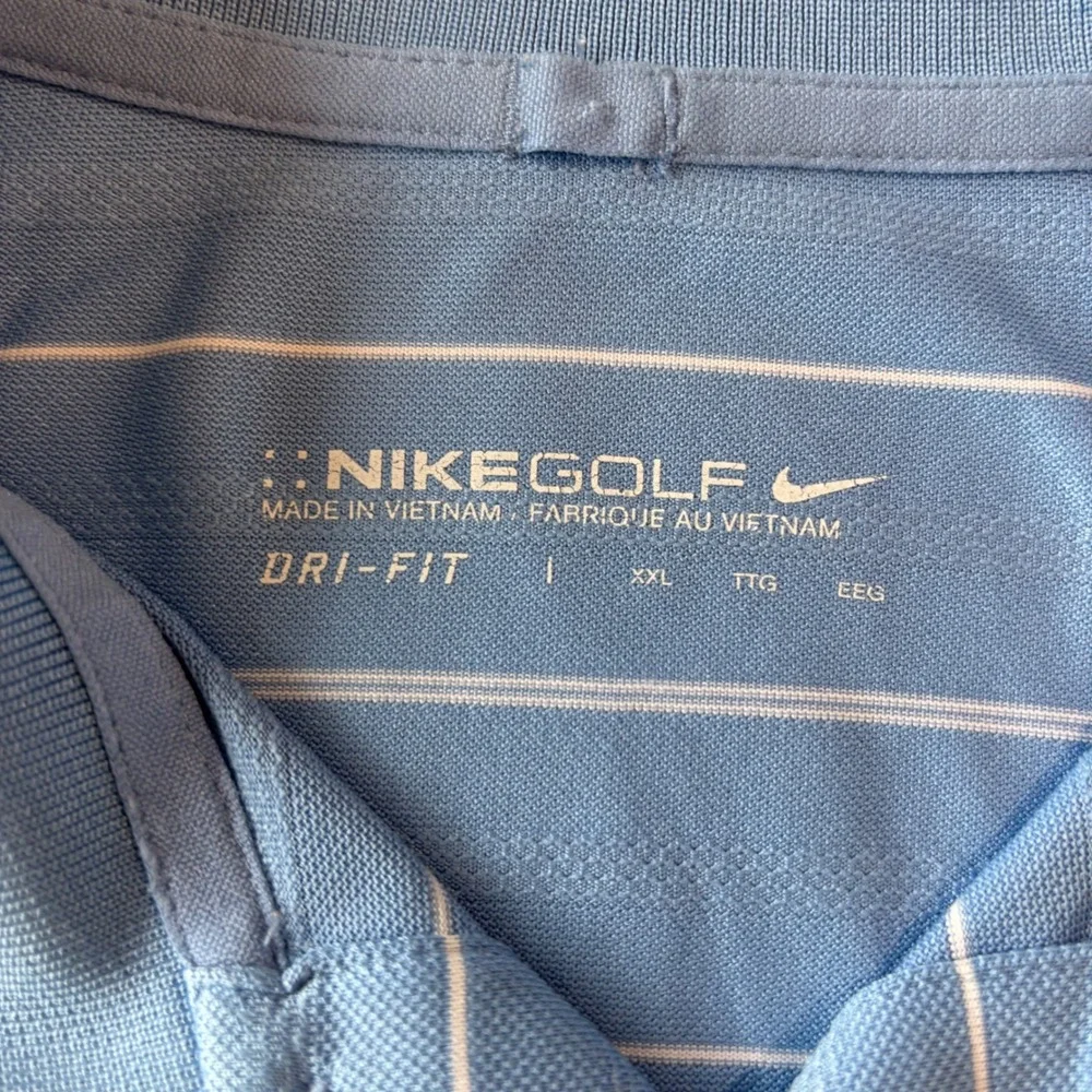 Nike Golf Mens XXL Dri-FIT Striped Polo‎ Shirt Blue White Short Sleeve RN56323